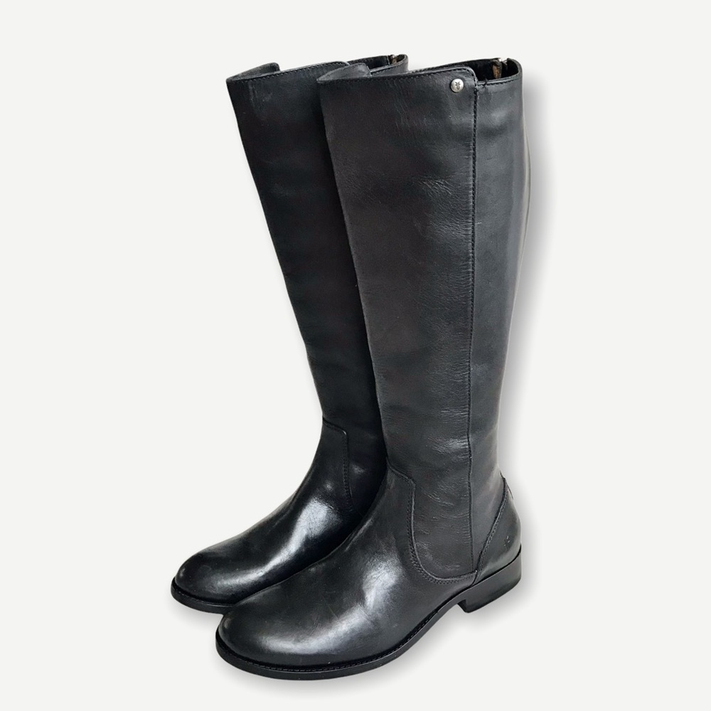 $398 Frye Melissa Stud Black Back Zip Tall Real Leather Black Knee High Boot - Picture 11 of 16